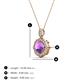 3 - Carmel 5.00 mm Cushion Cut Amethyst and Round Diamond Scallop Frame Halo Pendant Necklace 