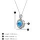 3 - Carmel 5.00 mm Cushion Cut Blue Topaz and Round Diamond Scallop Frame Halo Pendant Necklace 