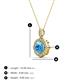 3 - Carmel 5.00 mm Cushion Cut Blue Topaz and Round Diamond Scallop Frame Halo Pendant Necklace 