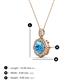 3 - Carmel 5.00 mm Cushion Cut Blue Topaz and Round Diamond Scallop Frame Halo Pendant Necklace 