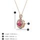 3 - Carmel 5.00 mm Cushion Cut Rhodolite Garnet and Round Diamond Scallop Frame Halo Pendant Necklace 