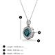 3 - Carmel 5.00 mm Cushion Cut London Blue Topaz and Round Diamond Scallop Frame Halo Pendant Necklace 