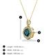 3 - Carmel 5.00 mm Cushion Cut London Blue Topaz and Round Diamond Scallop Frame Halo Pendant Necklace 