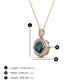 3 - Carmel 5.00 mm Cushion Cut London Blue Topaz and Round Diamond Scallop Frame Halo Pendant Necklace 