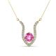 1 - Lyra 6.00 mm Round Pink Sapphire and Diamond Accent Pendant Necklace 