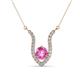 1 - Lyra 6.00 mm Round Pink Sapphire and Diamond Accent Pendant Necklace 