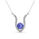 1 - Lyra 6.00 mm Round Tanzanite and Diamond Accent Pendant Necklace 