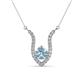 1 - Lyra 6.00 mm Round Aquamarine and Diamond Accent Pendant Necklace 