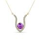 1 - Lyra 6.00 mm Round Amethyst and Diamond Accent Pendant Necklace 