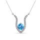 1 - Lyra 6.00 mm Round Blue Topaz and Diamond Accent Pendant Necklace 