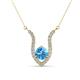 1 - Lyra 6.00 mm Round Blue Topaz and Diamond Accent Pendant Necklace 