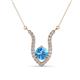 1 - Lyra 6.00 mm Round Blue Topaz and Diamond Accent Pendant Necklace 
