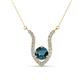 1 - Lyra 6.00 mm Round Blue Diamond and White Diamond Accent Pendant Necklace 