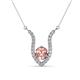 1 - Lyra 6.00 mm Round Morganite and Diamond Accent Pendant Necklace 