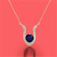 2 - Lauren 5.00 mm Round Blue Sapphire and Diamond Accent Pendant Necklace 