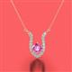 2 - Lauren 5.00 mm Round Lab Created Pink Sapphire and Diamond Accent Pendant Necklace 