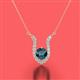2 - Lauren 5.00 mm Round Blue Diamond and White Diamond Accent Pendant Necklace 
