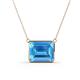 1 - Olivia 12x10 mm Emerald Cut Blue Topaz East West Solitaire Pendant Necklace 