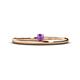 1 - Celeste Bold 3.00 mm Round Amethyst Solitaire Asymmetrical Stackable Ring 