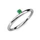 3 - Celeste Bold 3.00 mm Round Emerald Solitaire Asymmetrical Stackable Ring 
