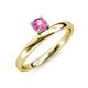 4 - Celeste Bold 5.00 mm Round Lab Created Pink Sapphire Solitaire Asymmetrical Stackable Ring 