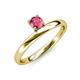 4 - Celeste Bold 5.00 mm Round Pink Tourmaline Solitaire Asymmetrical Stackable Ring 