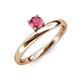 4 - Celeste Bold 5.00 mm Round Pink Tourmaline Solitaire Asymmetrical Stackable Ring 