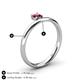 5 - Celeste Bold 5.00 mm Round Rhodolite Garnet Solitaire Asymmetrical Stackable Ring 
