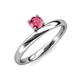 4 - Celeste Bold 5.00 mm Round Pink Tourmaline Solitaire Asymmetrical Stackable Ring 