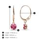 2 - Grania Pink Tourmaline (5mm) Solitaire Dangling Earrings 