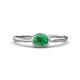 1 - Aviva Classic Oval Cut Emerald East West Solitaire Engagement Ring 