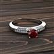 2 - Lumina Classic Round Red Garnet with Round and Baguette Diamond Engagement Ring 