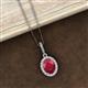 3 - Esha 8x6 mm Oval Cut Ruby and Round Diamond Halo Pendant Necklace 