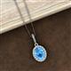 3 - Esha 8x6 mm Oval Cut Blue Topaz and Round Diamond Halo Pendant Necklace 