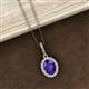 3 - Esha 8x6 mm Oval Cut Iolite and Round Diamond Halo Pendant Necklace 