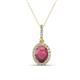 1 - Esha 8x6 mm Oval Cut Rhodolite Garnet and Round Diamond Halo Pendant Necklace 