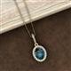 3 - Esha 8x6 mm Oval Cut London Blue Topaz and Round Diamond Halo Pendant Necklace 