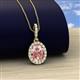 3 - Esha 8x6 mm Oval Cut Morganite and Round Diamond Halo Pendant Necklace 