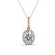1 - Esha 8x6 mm Oval Cut and Round Diamond Halo Pendant Necklace 