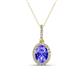 1 - Esha 8x6 mm Oval Cut Tanzanite and Round Diamond Halo Pendant Necklace 