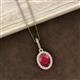 3 - Esha 8x6 mm Oval Cut Ruby and Round Diamond Halo Pendant Necklace 