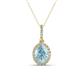1 - Esha 8x6 mm Oval Cut Aquamarine and Round Diamond Halo Pendant Necklace 