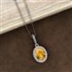 3 - Esha 8x6 mm Oval Cut Citrine and Round Diamond Halo Pendant Necklace 