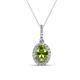 1 - Esha 8x6 mm Oval Cut Peridot and Round Diamond Halo Pendant Necklace 