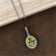 3 - Esha 8x6 mm Oval Cut Peridot and Round Diamond Halo Pendant Necklace 