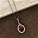 3 - Esha 8x6 mm Oval Cut Red Garnet and Round Diamond Halo Pendant Necklace 