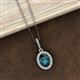 3 - Esha 8x6 mm Oval Cut London Blue Topaz and Round Diamond Halo Pendant Necklace 