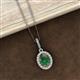 3 - Esha 8x6 mm Oval Cut Lab Created Alexandrite and Round Diamond Halo Pendant Necklace 