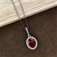 3 - Esha 8x6 mm Oval Cut Red Garnet and Round Diamond Halo Pendant Necklace 