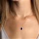 5 - Esha 8x6 mm Oval Cut Blue Sapphire and Round Diamond Halo Pendant Necklace 